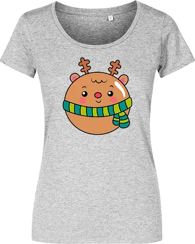 Cute Round Deer in Scarf 