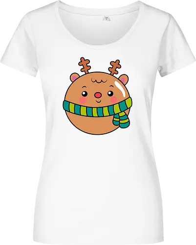 Cute Round Deer in Scarf 