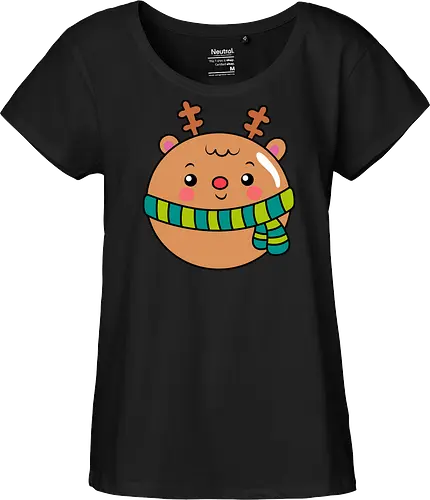 Cute Round Deer in Scarf 