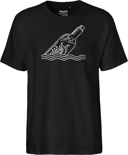 Kraken in a bottle - kraken, minimalist, monsters, ocean, octopus, pirate, pirate ship, rbrow, sailing, sea, sea monster, squid, water, lineart, tentacles - Fairtrade T-Shirt