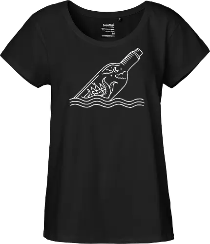 Kraken in a bottle - kraken, minimalist, monsters, ocean, octopus, pirate, pirate ship, rbrow, sailing, sea, sea monster, squid, water, lineart, tentacles - Fairtrade Girl Shirt