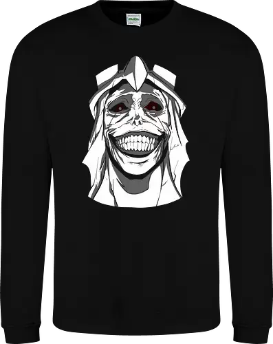  Smiling Statue of Fear - Solo Leveling, God Statue, D-Rank Dungeon, manhwa, anime, fear, sinister smile, haunting, Jinwoo, antagonist, fan art, t-shirt design, art print, cool graphic, dark fantasy, iconic monster - Sweatshirt