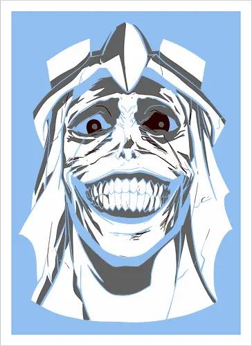  Smiling Statue of Fear - Solo Leveling, God Statue, D-Rank Dungeon, manhwa, anime, fear, sinister smile, haunting, Jinwoo, antagonist, fan art, t-shirt design, art print, cool graphic, dark fantasy, iconic monster - Artprint