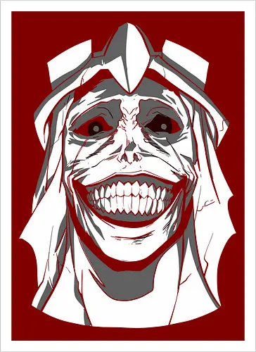  Smiling Statue of Fear - Solo Leveling, God Statue, D-Rank Dungeon, manhwa, anime, fear, sinister smile, haunting, Jinwoo, antagonist, fan art, t-shirt design, art print, cool graphic, dark fantasy, iconic monster - Artprint