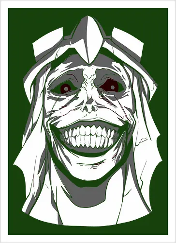  Smiling Statue of Fear - Solo Leveling, God Statue, D-Rank Dungeon, manhwa, anime, fear, sinister smile, haunting, Jinwoo, antagonist, fan art, t-shirt design, art print, cool graphic, dark fantasy, iconic monster - Artprint