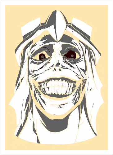  Smiling Statue of Fear - Solo Leveling, God Statue, D-Rank Dungeon, manhwa, anime, fear, sinister smile, haunting, Jinwoo, antagonist, fan art, t-shirt design, art print, cool graphic, dark fantasy, iconic monster - Artprint