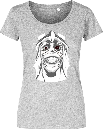  Smiling Statue of Fear - Solo Leveling, God Statue, D-Rank Dungeon, manhwa, anime, fear, sinister smile, haunting, Jinwoo, antagonist, fan art, t-shirt design, art print, cool graphic, dark fantasy, iconic monster - Women T-Shirt