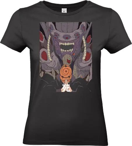  The Ten-Tails Jinchuriki - Obito Uchiha, Ten-Tails Jinchuriki, Naruto Shippuden, Akatsuki, Ten-Tails, Juubi, anime, manga, fan art, t-shirt design, art print, cool anime villain, geek art, iconic mask, Madara, Death kanji, Fourth Great Ninja War. - Standard T-Shirt (Women)