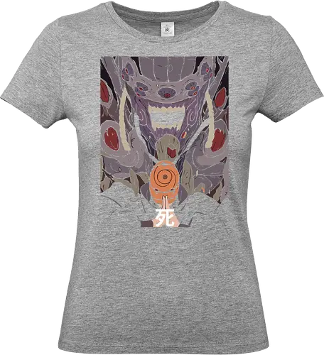  The Ten-Tails Jinchuriki - Obito Uchiha, Ten-Tails Jinchuriki, Naruto Shippuden, Akatsuki, Ten-Tails, Juubi, anime, manga, fan art, t-shirt design, art print, cool anime villain, geek art, iconic mask, Madara, Death kanji, Fourth Great Ninja War. - Standard T-Shirt (Women)