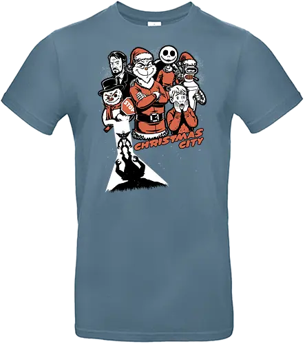 Christmas City Movie Poster - Christmas, Merry Christmas, Christmas Vacation, City, Movie, Classic Movie, Horror, Classic Horror, Vintage, Retro, Retro Vintage, Jack Frost, Frosty, Satire, Mashup, Movie Poster, Holiday, Happy Holidays, Holidays, Scary, Spooky, Spooky Season, Spookmas, Creepymas - Standard T-Shirt