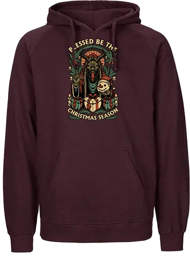Krampus Sacred Christmas - Christmas, Christmas Vacation, Christmas Tree, Holiday, Holidays, Sacred, Krampus, Krampusnatch, Season, Eerie, Spooky, Spooky Season, Spookmas, Creepy, Creepymas, Skull, Snowman, Santa Claus, Candle, Bless, Blessed, Mistletoe - Fairtrade Hoodie