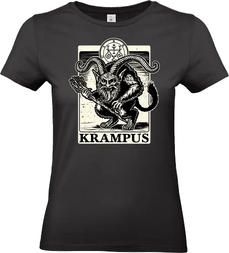 Goetia Krampus Christmas - Ugly Sweater, Holiday, Christmas, Merry Christmas, Ugly Christmas Sweater, demon, devil, ritual, pact, krampus, santa claus, Christmas Vacation, Christmas Eve, Christmas Sweater, Gifts, Gift, Dark Magic, Goetia, Spirit, Spooky, Spooky Season, Spookmas, Creepy - Standard T-Shirt (Women)