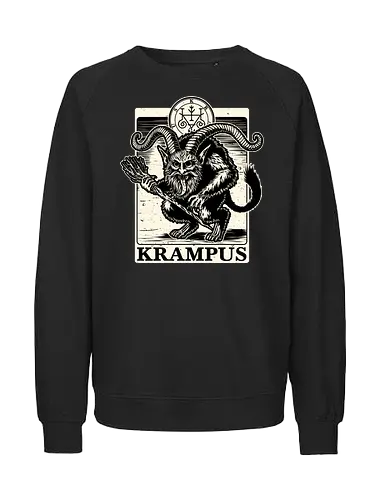 Goetia Krampus Christmas - Ugly Sweater, Holiday, Christmas, Merry Christmas, Ugly Christmas Sweater, demon, devil, ritual, pact, krampus, santa claus, Christmas Vacation, Christmas Eve, Christmas Sweater, Gifts, Gift, Dark Magic, Goetia, Spirit, Spooky, Spooky Season, Spookmas, Creepy - Fairtrade Sweatshirt