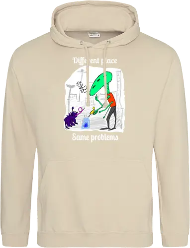 Different place, same problems, weiße Schrift