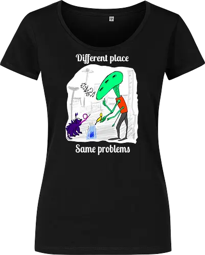 Different place, same problems, weiße Schrift