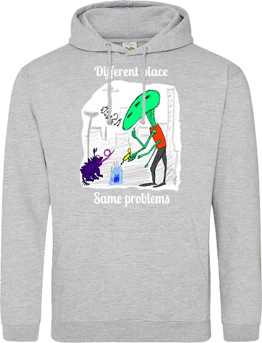 Different place, same problems, weiße Schrift