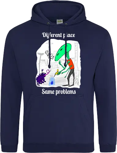 Different place, same problems, weiße Schrift