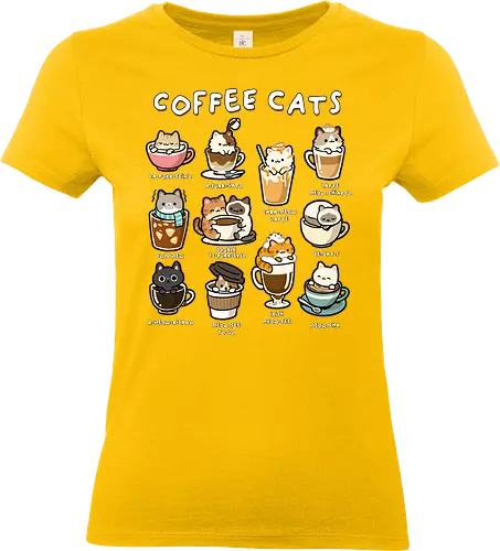 Coffee Cats - coffee cats, cafe, caffeine, cappucino, cat, cat coffee, cat lover gifts, coffee, coffee art, coffee bean, coffee cat, espresso, i love coffee, kittens, latte - Standard T-Shirt (Women)