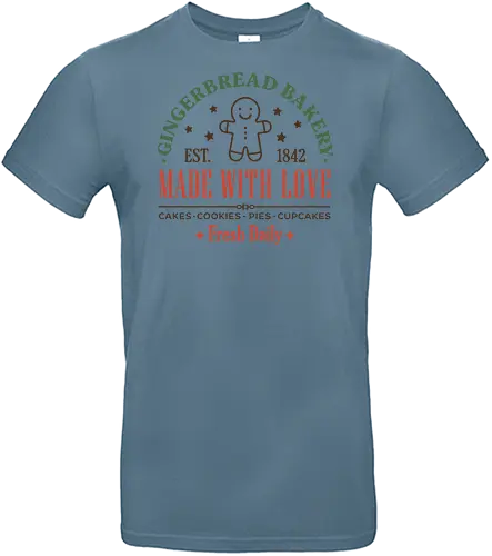 Gingerbread Bakery: Made With Love - Gingerbread Bakery, Made With Love, Christmas baking, vintage bakery logo, holiday cookies, gingerbread man, retro festive, est 1842, t-shirt design, art print, cozy holiday, dessert lover gift, baker, fresh daily - Standard T-Shirt