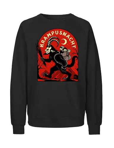 Krampusnacht - krampus, christmas, creepy, demon, devil, goat, goth, horror, krampusnacht, monster, merry christmas, scary, xmas, yule, yuletide - Fairtrade Sweatshirt