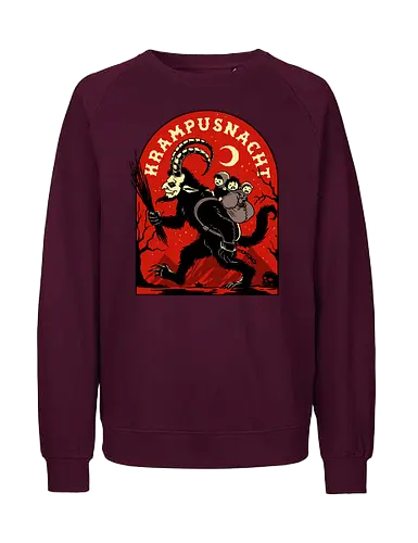 Krampusnacht - krampus, christmas, creepy, demon, devil, goat, goth, horror, krampusnacht, monster, merry christmas, scary, xmas, yule, yuletide - Fairtrade Sweatshirt