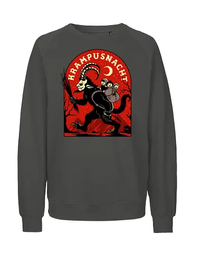 Krampusnacht - krampus, christmas, creepy, demon, devil, goat, goth, horror, krampusnacht, monster, merry christmas, scary, xmas, yule, yuletide - Fairtrade Sweatshirt