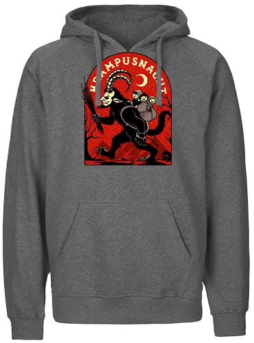 Krampusnacht - krampus, christmas, creepy, demon, devil, goat, goth, horror, krampusnacht, monster, merry christmas, scary, xmas, yule, yuletide - Fairtrade Hoodie