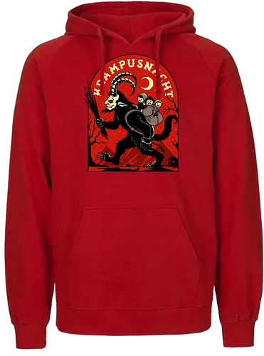 Krampusnacht - krampus, christmas, creepy, demon, devil, goat, goth, horror, krampusnacht, monster, merry christmas, scary, xmas, yule, yuletide - Fairtrade Hoodie