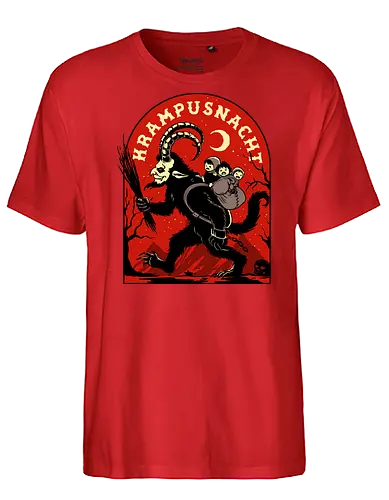 Krampusnacht - krampus, christmas, creepy, demon, devil, goat, goth, horror, krampusnacht, monster, merry christmas, scary, xmas, yule, yuletide - Fairtrade T-Shirt