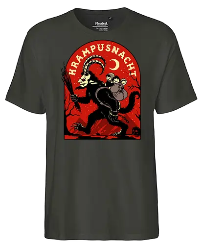 Krampusnacht - krampus, christmas, creepy, demon, devil, goat, goth, horror, krampusnacht, monster, merry christmas, scary, xmas, yule, yuletide - Fairtrade T-Shirt