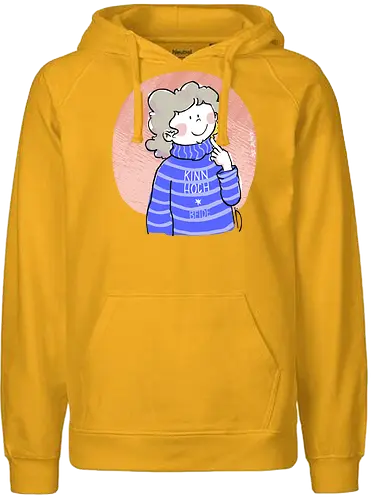Kinn hoch! Beide! - Ringelpullisprüche, Ringeldinger, streifenweise, Spruch, Weisheit, Motivation, Ringelpulli, SprücheShirt, Cartoon Illustration, Statement, Beauty, Handgezeichnet, Humor, Selbstironie, Streifenpulli, Spruchshirt, deutsch - Fairtrade Hoodie