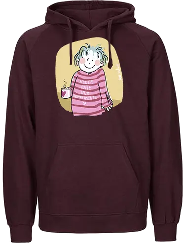 Heute bitte nur Komplimente.. - Ringelpullisprüche, Ringeldinger, streifenweise, Spruch, Weisheit, Motivation, Ringelpulli, SprücheShirt, Cartoon Illustration, Statement, Handgezeichnet, Humor, Selbstironie, Streifenpulli, Spruchshirt, deutsch - Fairtrade Hoodie