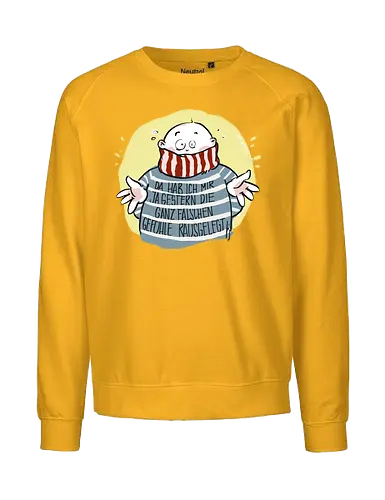 Da hab ich mir ja gestern .. - Ringelpullisprüche, Ringeldinger, streifenweise, Spruch, Weisheit, Motivation, Ringelpulli, SprücheShirt, Cartoon Illustration, Statement, Handgezeichnet, Humor, Selbstironie, Streifenpulli, Spruchshirt, deutsch - Fairtrade Sweatshirt