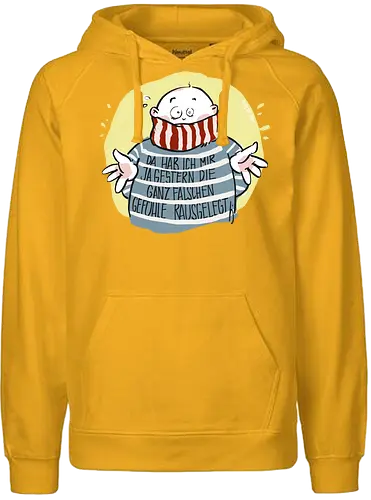 Da hab ich mir ja gestern .. - Ringelpullisprüche, Ringeldinger, streifenweise, Spruch, Weisheit, Motivation, Ringelpulli, SprücheShirt, Cartoon Illustration, Statement, Handgezeichnet, Humor, Selbstironie, Streifenpulli, Spruchshirt, deutsch - Fairtrade Hoodie