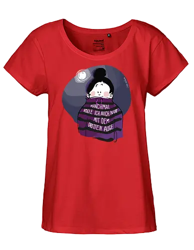 Drittes Auge - Ringelpullisprüche, Ringeldinger, streifenweise, Spruch, Weisheit, Motivation, Ringelpulli, SprücheShirt, Cartoon Illustration, Spiritualität, Statement, Handgezeichnet, Humor, Selbstironie, Streifenpulli, Spruchshirt, deutsch - Fairtrade Girl Shirt