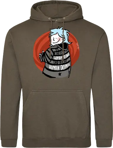 Es heißt human being - nicht human doing!  - Ringelpullisprüche, Ringeldinger, streifenweise, Spruch, Weisheit, Motivation, Ringelpulli, SprücheShirt, Cartoon Illustration, Statement, Handgezeichnet, Humor, Selbstironie, Streifenpulli, Spruchshirt, deutsch - Standard Hoodie