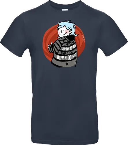 Es heißt human being - nicht human doing!  - Ringelpullisprüche, Ringeldinger, streifenweise, Spruch, Weisheit, Motivation, Ringelpulli, SprücheShirt, Cartoon Illustration, Statement, Handgezeichnet, Humor, Selbstironie, Streifenpulli, Spruchshirt, deutsch - Standard T-Shirt