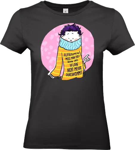 Aufräumen muss man erst, wenn das WLan nicht mehr durchkommt - Ringelpullisprüche, Ringeldinger, Pubertät, Teenie, Alan, Aufräumen, streifenweise, Spruch, Weisheit, Motivation, Ringelpulli, SprücheShirt, Cartoon Illustration, Statement, Handgezeichnet, Humor, Selbstironie, Streifenpulli, Spruchshirt, deutsch - Standard T-Shirt (Women)