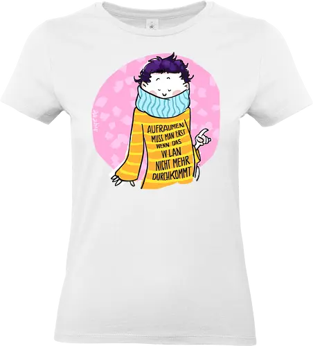 Aufräumen muss man erst, wenn das WLan nicht mehr durchkommt - Ringelpullisprüche, Ringeldinger, Pubertät, Teenie, Alan, Aufräumen, streifenweise, Spruch, Weisheit, Motivation, Ringelpulli, SprücheShirt, Cartoon Illustration, Statement, Handgezeichnet, Humor, Selbstironie, Streifenpulli, Spruchshirt, deutsch - Standard T-Shirt (Women)
