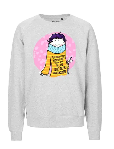 Aufräumen muss man erst, wenn das WLan nicht mehr durchkommt - Ringelpullisprüche, Ringeldinger, Pubertät, Teenie, Alan, Aufräumen, streifenweise, Spruch, Weisheit, Motivation, Ringelpulli, SprücheShirt, Cartoon Illustration, Statement, Handgezeichnet, Humor, Selbstironie, Streifenpulli, Spruchshirt, deutsch - Fairtrade Sweatshirt