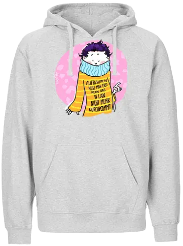Aufräumen muss man erst, wenn das WLan nicht mehr durchkommt - Ringelpullisprüche, Ringeldinger, Pubertät, Teenie, Alan, Aufräumen, streifenweise, Spruch, Weisheit, Motivation, Ringelpulli, SprücheShirt, Cartoon Illustration, Statement, Handgezeichnet, Humor, Selbstironie, Streifenpulli, Spruchshirt, deutsch - Fairtrade Hoodie