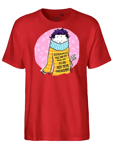 Aufräumen muss man erst, wenn das WLan nicht mehr durchkommt - Ringelpullisprüche, Ringeldinger, Pubertät, Teenie, Alan, Aufräumen, streifenweise, Spruch, Weisheit, Motivation, Ringelpulli, SprücheShirt, Cartoon Illustration, Statement, Handgezeichnet, Humor, Selbstironie, Streifenpulli, Spruchshirt, deutsch - Fairtrade T-Shirt