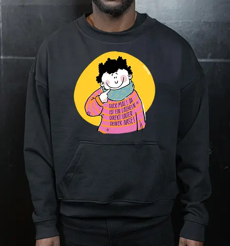 Guck mal.. - Ringelpullisprüche, Ringeldinger, streifenweise, Spruch, Weisheit, Motivation, Ringelpulli, SprücheShirt, Cartoon Illustration, Statement, Handgezeichnet, Humor, Selbstironie, Streifenpulli, Spruchshirt, deutsch - Cropped Sweatshirt