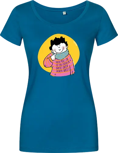 Guck mal.. - Ringelpullisprüche, Ringeldinger, streifenweise, Spruch, Weisheit, Motivation, Ringelpulli, SprücheShirt, Cartoon Illustration, Statement, Handgezeichnet, Humor, Selbstironie, Streifenpulli, Spruchshirt, deutsch - Women T-Shirt