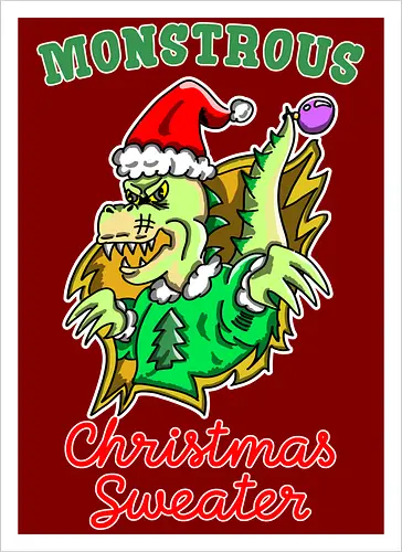 Lustiges Monster Hässlicher Weihnachts-Dino