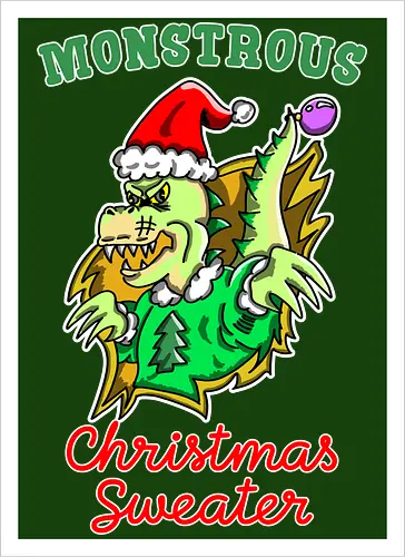 Lustiges Monster Hässlicher Weihnachts-Dino