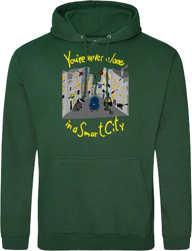 You're never alone in a Smart City, helle Schrift