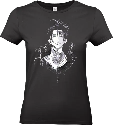 The Thorned Saint - Thorned crown, gothic art, dark fantasy, androgynous, haunting, monochrome, sorrow, melancholy, sacrifice, unique graphic, t-shirt design, art print, minimalist gothic, edgy aesthetic, serene. - Standard T-Shirt (Women)