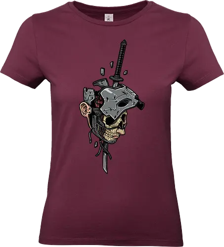 Cyberpunk Samurai Mortality - Cyberpunk skull, samurai, katana, morbid art, futuristic, sci-fi, warrior aesthetic, dark fantasy, t-shirt design, art print, cool graphic, mecha, unconventional, edgy, warrior skull. - Standard T-Shirt (Women)