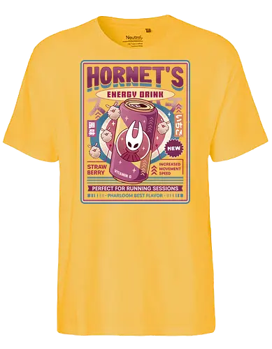 Pharloom Energy Drink Vintage - Bug Knight, silksong, hallownest, the knight, hollow, hornet, indie game, gamer, gaming, video game, lost fleas, pale king, grub, sherma, shade - Fairtrade T-Shirt